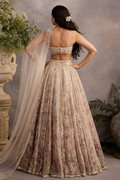 Cedar & Pine Ivory hand embroidered lehenga set CEDAJUN26D147564