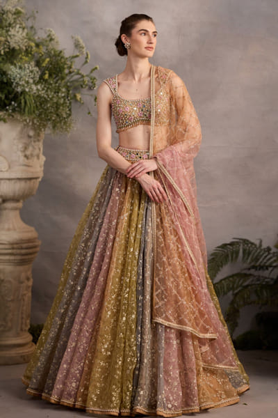 Cedar & Pine Multicolour hand embellished lehenga set CEDAJUN26D146959