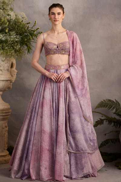 Cedar & Pine Mauve foil printed lehenga set CEDAJUN26D147565