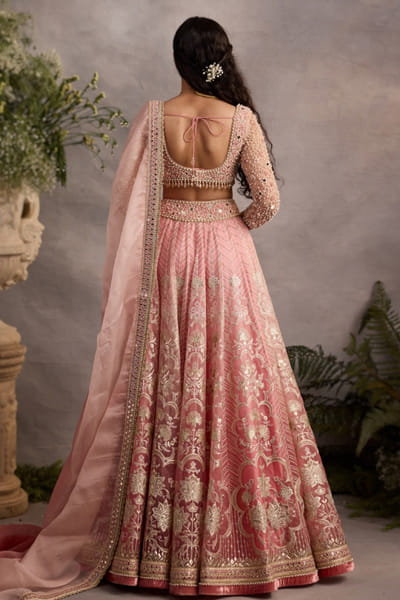 Cedar & Pine Pink mirror embroidered lehenga set CEDAJUN26D146955