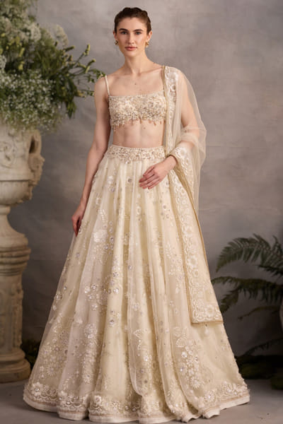 Cedar & Pine Ivory hand-embroidered lehenga set CEDAJUN26D146954