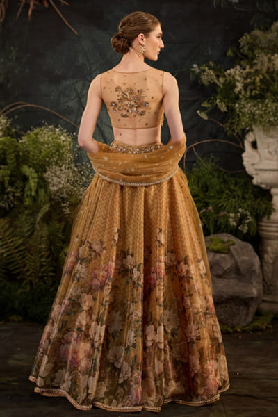 Cedar & Pine Yellow floral printed lehenga set CEDAJUN26D147570