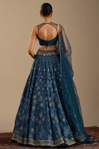 Cedar & Pine Blue embroidered lehenga set CEDFEB26D138012
