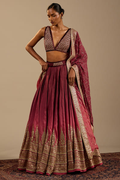 Pink ombre embroidered lehenga set