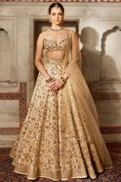 Ivory sequin embroidered lehenga set