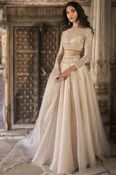 Ivory printed lehenga set