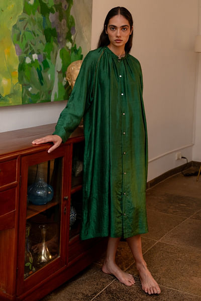 Forest green handwoven dress