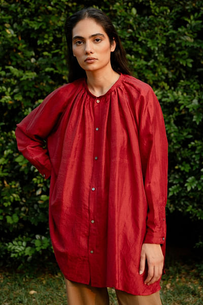 Crimson red handwoven top