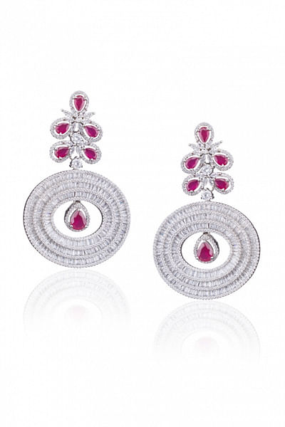 Ruby studded diamond earrings