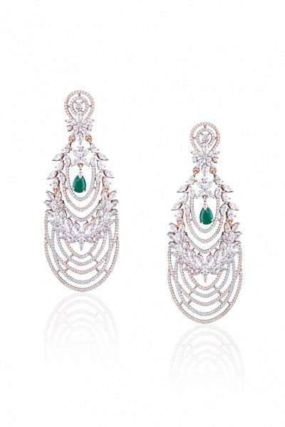 Diamond studded chandelier earrings