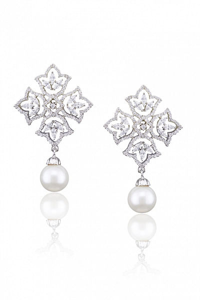 Floral pearl drop earrings