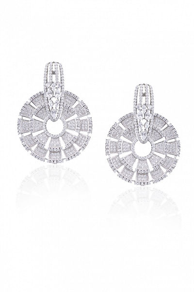 Wheel shaped diamond earrings