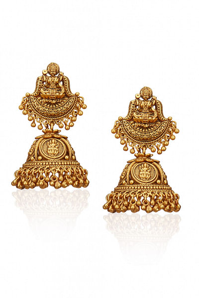 Gold plated temple jhumkas