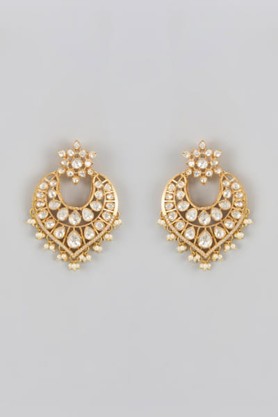 Karisa White moissanite embellished chandbalis KARIAPR26D143394