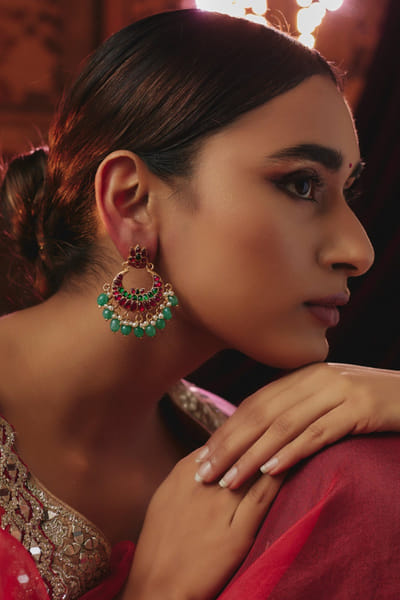 Karisa Multicolour kundan embellished chandbalis KARIAPR26D143391