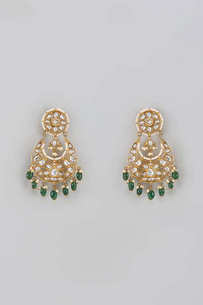 Karisa White embellished chandbali earrings KARIAPR26D143393