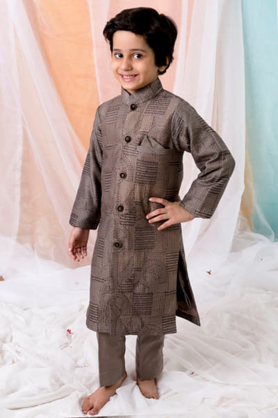 Chotibuti Brown thread embroidered sherwani set CHOTJUN26D147487