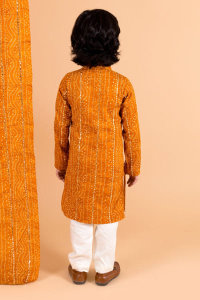 Chotibuti Mustard mirror embroidered bandhani kurta set CHOTJUL26D148720