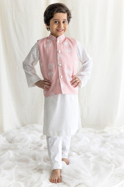Chotibuti Pink floral embroidered jacket kurta set CHOTJUN26D147478