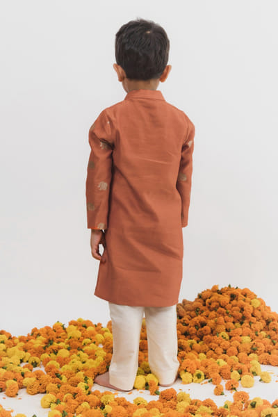 Chotibuti Orange embroidered kurta set CHOTJUL26D148801