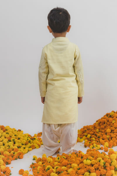 Chotibuti Yellow mirror embroidered dhoti kurta set CHOTJUL26D148802