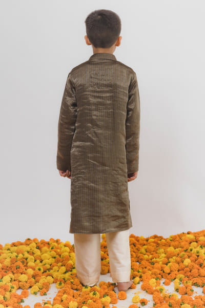 Chotibuti Brown tissue chanderi kurta set CHOTJUL26D148804