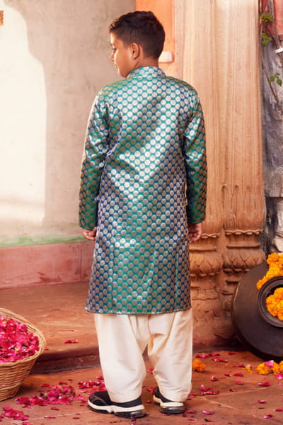 Chotibuti Sky blue brocade banarasi silk kurta set CHOTJUN26D147351