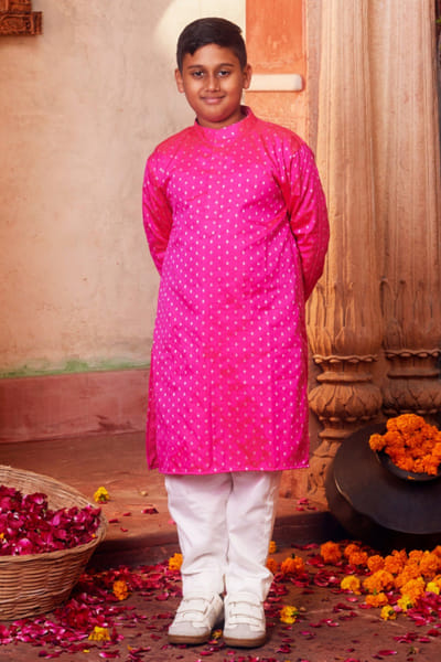 Chotibuti Pink banarasi silk kurta set CHOTJUN26D147353