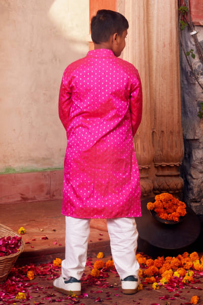 Chotibuti Pink banarasi silk kurta set CHOTJUN26D147353