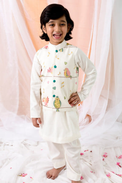 Chotibuti Off-white bird embroidered jacket set CHOTJUN26D147481
