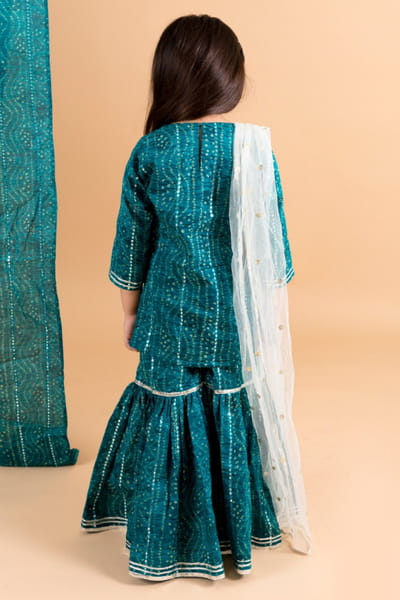 Chotibuti Blue bandhani thread embroidered sharara set CHOTJUL26D148711