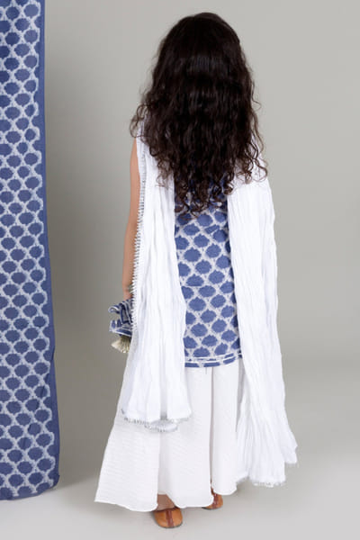 Chotibuti Indigo lace embroidered kurta skirt set CHOTJUL26D148719