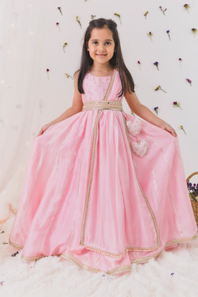 Pink embroidered anarkali gown