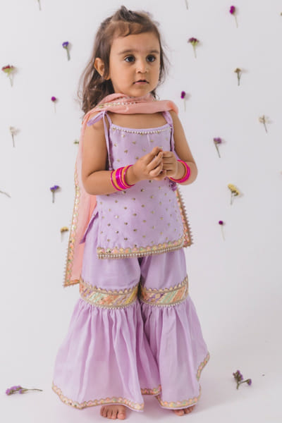 lavender embroidered gharara set
