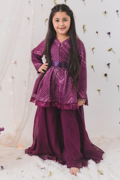 Wine organza palazzo set