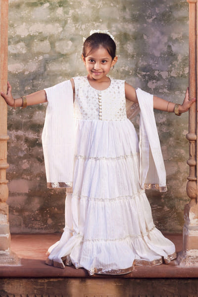 Chotibuti White embroidered tiered anarkali CHOTJUN26D147348
