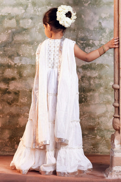 Chotibuti White embroidered tiered anarkali CHOTJUN26D147348