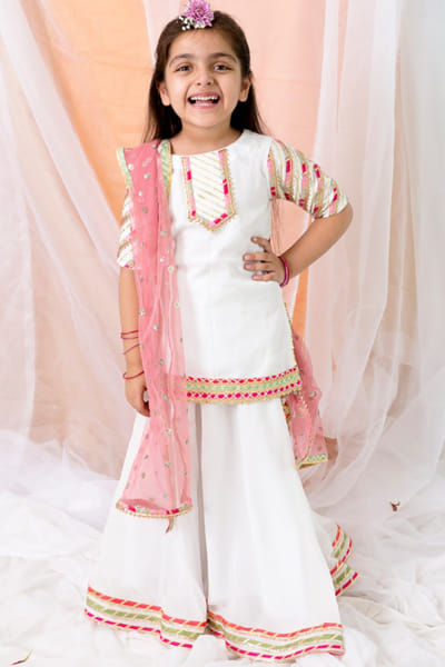 Chotibuti Off-white gota patti embroidered sharara set CHOTJUN26D147475