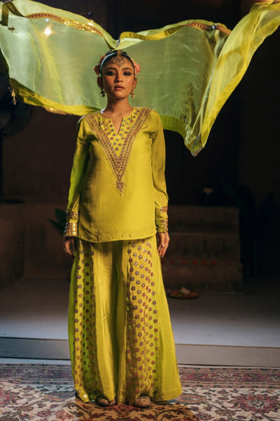 Sublime Neon appliqué embroidered sharara set
