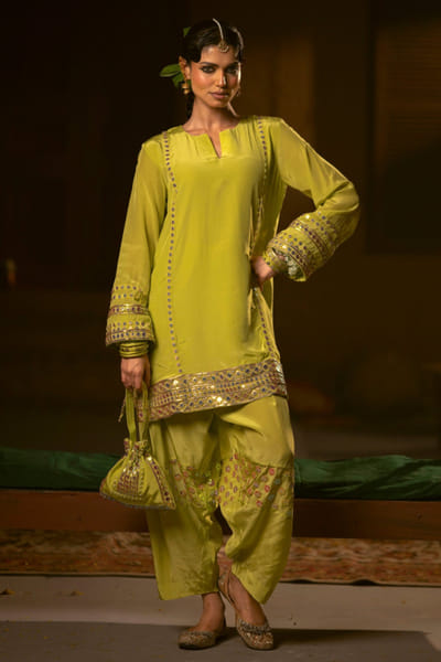 Sublime Neon applique work kurta set