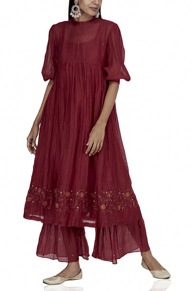 Red flared kurta sharara set