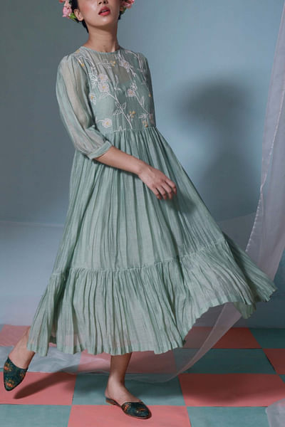 Green tiered dress