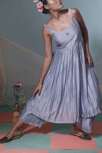 Greyish blue kurta set