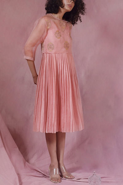 Light pink handwoven silk dress