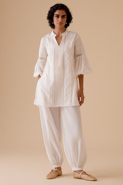 Ivory lace work harem pants