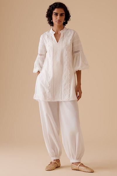 Ivory pintuck tunic