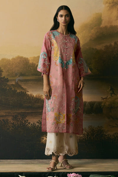 Chandrima Pink thread embroidered jacket CHANAUG26D151309