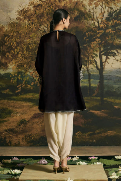 Chandrima Black and ivory thread embroidered tunic set CHANAUG26D151315