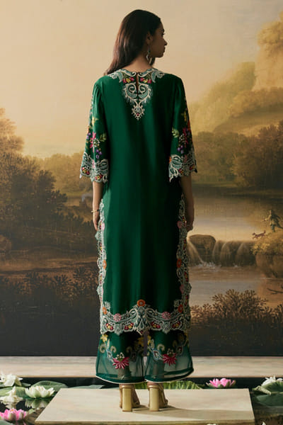 Chandrima Emerald green bead embroidered kurta set CHANAUG26D151317