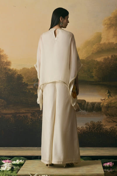 Chandrima Ivory floral bead embroidered kaftan CHANAUG26D251324